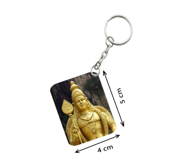 Generic Pack Of 3_ Golden Statue Of Murugan One Side Printed Rectangle Designer Keychain (Golden)