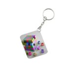 Generic Pack Of 3_ 3D Cubes One Side Printed Rectangle Designer Keychain (Multi Color)