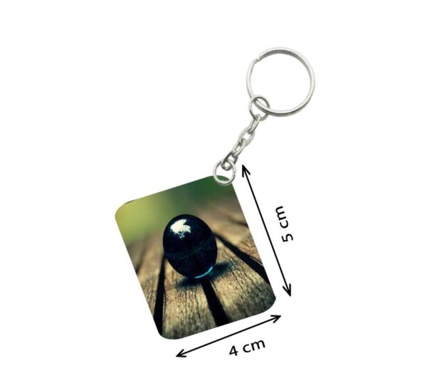 Generic Pack Of 3_ Black Obsidian Sphere One Side Printed Rectangle Designer Keychain (Black)