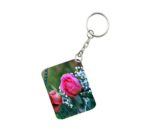 Generic Pack Of 3_ Pink Rose One Side Printed Rectangle Designer Keychain (Pink)