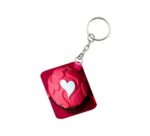 Generic Pack Of 3_ Cake Shape Pink Heart One Side Printed Rectangle Designer Keychain (Red)