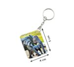 Generic Pack Of 3_ Zebra Elephant One Side Printed Rectangle Designer Keychain (Black and White)