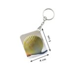 Generic Pack Of 3_ Shells Sand One Side Printed Rectangle Designer Keychain (Yellow)