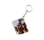 Generic Pack Of 3_ Chess Set One Side Printed Rectangle Designer Keychain (Brown)