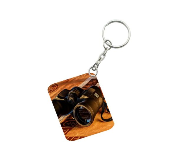 Generic Pack Of 3_ Binoculars One Side Printed Rectangle Designer Keychain (Black)
