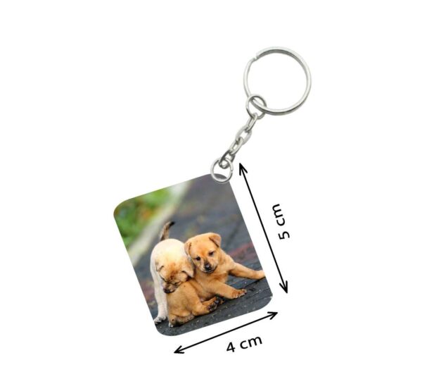 Generic Pack Of 3_ Dogs Love One Side Printed Rectangle Designer Keychain (Brown)