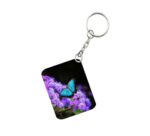Generic Pack Of 3_ Light Blue Butterfly One Side Printed Rectangle Designer Keychain (Light Blue)