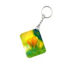 Generic Pack Of 3_ Yellow Flower One Side Printed Rectangle Designer Keychain (Yellow)