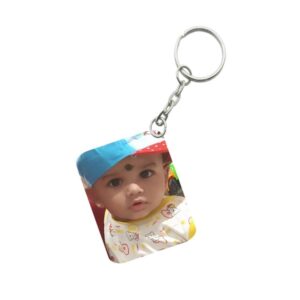 Generic Pack Of 3_ Baby With Cap One Side Printed Rectangle Designer Keychain (Yellow)