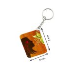 Generic Pack Of 3_ Woman Face Decorated With Flowers One Side Printed Rectangle Designer Keychain (Orange)