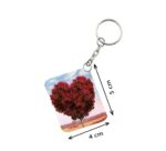 Generic Pack Of 3_ Red Tree Heart One Side Printed Rectangle Designer Keychain (Red)