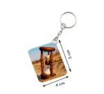 Generic Pack Of 3_ Hourglass In Desert One Side Printed Rectangle Designer Keychain (Brown)