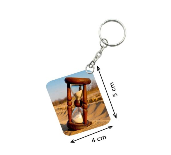 Generic Pack Of 3_ Hourglass In Desert One Side Printed Rectangle Designer Keychain (Brown)