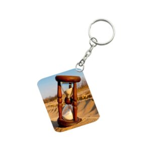 Generic Pack Of 3_ Hourglass In Desert One Side Printed Rectangle Designer Keychain (Brown)
