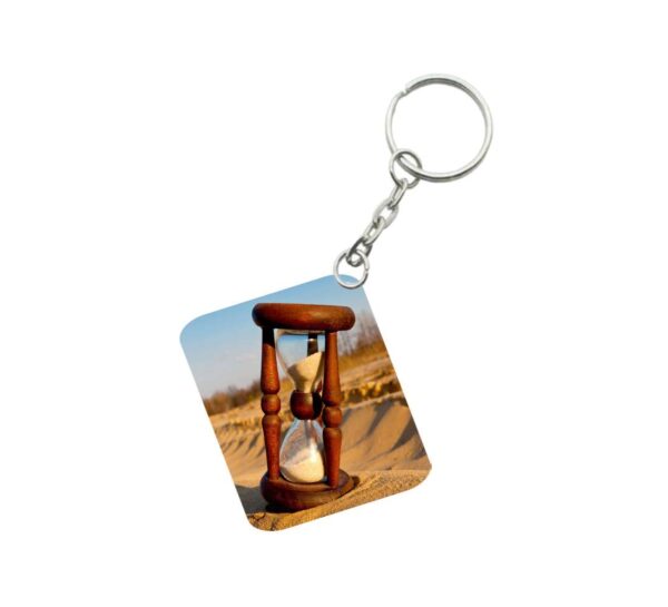 Generic Pack Of 3_ Hourglass In Desert One Side Printed Rectangle Designer Keychain (Brown)