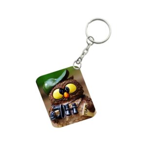 Generic Pack Of 3_ Guide Owl One Side Printed Rectangle Designer Keychain (Multi Color)
