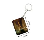 Generic Pack Of 3_ Eiffel Tower One Side Printed Rectangle Designer Keychain (Golden)