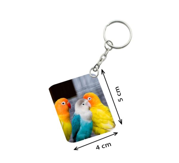 Generic Pack Of 3_ Three Parrot One Side Printed Rectangle Designer Keychain (Multi Color)
