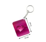 Generic Pack Of 3_ Pink Heart One Side Printed Rectangle Designer Keychain (Pink)