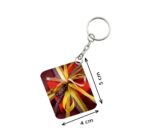 Generic Pack Of 3_ Gift Ribban One Side Printed Rectangle Designer Keychain (Multi Color)
