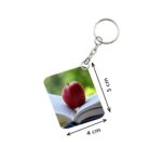 Generic Pack Of 3_ Apple One Side Printed Rectangle Designer Keychain (Red)