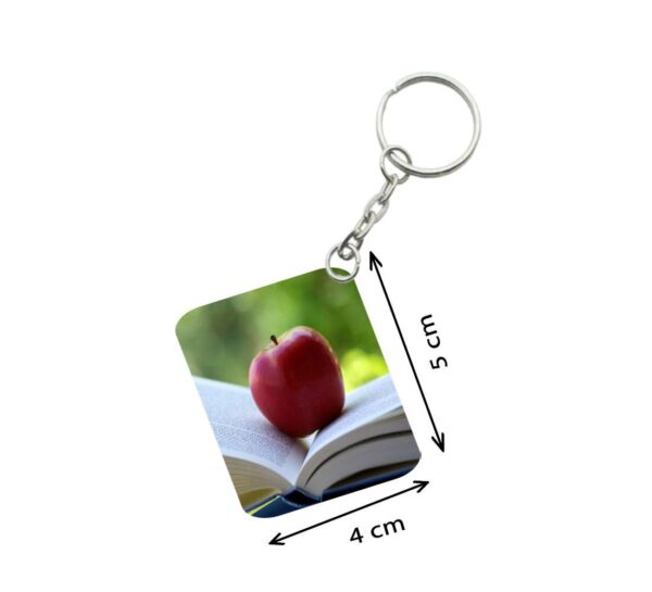 Generic Pack Of 3_ Apple One Side Printed Rectangle Designer Keychain (Red)