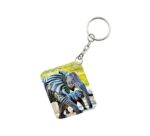 Generic Pack Of 3_ Zebra Elephant One Side Printed Rectangle Designer Keychain (Black and White)