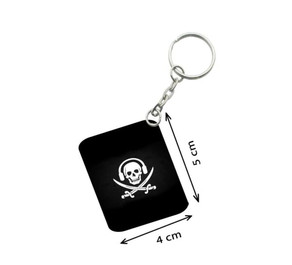 Generic Pack Of 3_ Skull Symbols One Side Printed Rectangle Designer Keychain (Black)