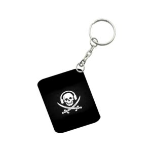 Generic Pack Of 3_ Skull Symbols One Side Printed Rectangle Designer Keychain (Black)