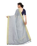 Women's Cotton Saree With Blouse (Grey, 5-6Mtrs)