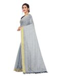 Women's Cotton Saree With Blouse (Grey, 5-6Mtrs)