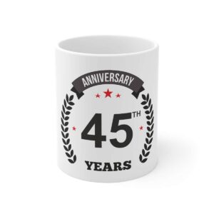 Generic Ceramic 45th Anniversary Printed Coffee Mug (Color: White, Capacity:330ml)