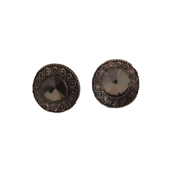 Generic Women's Alloy Metal Stud Stone And Mirror Work Gold Plated Stud (Greay)