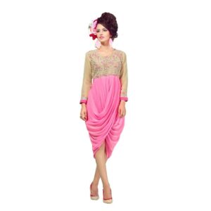 Georgette Fabric Pink Color Kurti