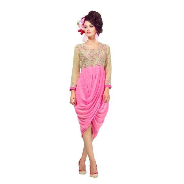 Georgette Fabric Pink Color Kurti