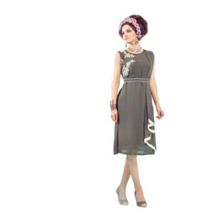 Georgette Fabric Grey Color Kurti