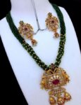 Women's Elite Moti Mala Ad Pendal Jewellery Set (Green, Free Size)