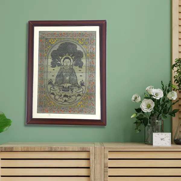 Budha Palm Leaf Engraved Picture Frame| Handcrafted Artwork