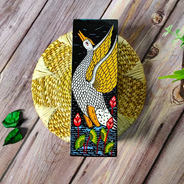 Hand-Painted Swan Theme Tea Light Holder | Wooden Candle Holder | Pattachitra Painting