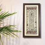 Hand Printed Saura Tribal Painting On Tussar Silk | Framed Artwork
