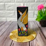 Hand-Painted Swan Theme Tea Light Holder | Wooden Candle Holder | Pattachitra Painting