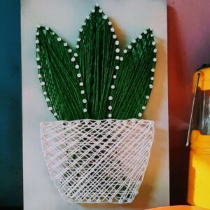 Handmade Macrame Plant with String Art