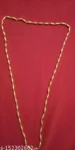 Gold-plated Long Necklace Jewellery Small Beads gheu shape Bor Mala Chain for Girls, Women .24 cm