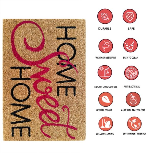 PRP PVC Sweet Home Colour Welcome Coir Door MAT with Antislip PVC Back Size 40X60X1.5 C M for Living Rooms, Indoor and Outdoor USES