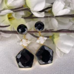 Fashion drop black and white stone dangle earrings