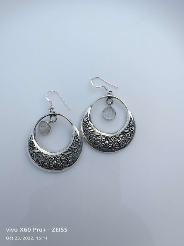 Silver Moon Stone Earring
