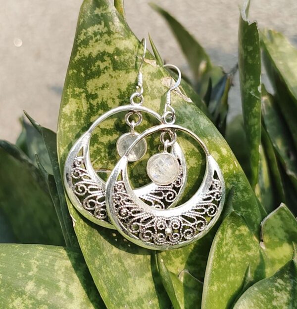 Silver Moon Stone Earring