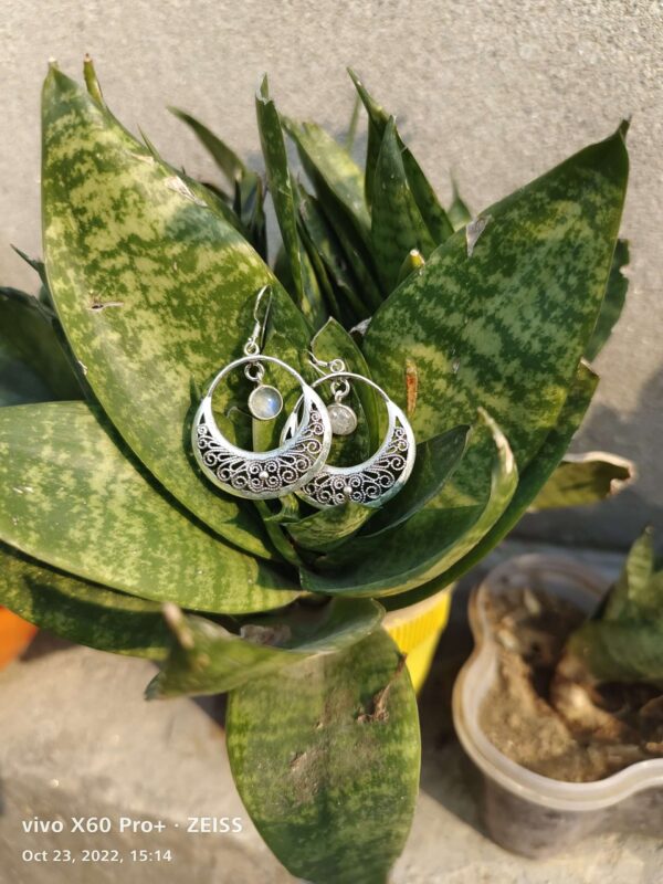 Silver Moon Stone Earring