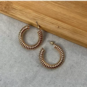 Gold Tone Designer Spiral Hoop Earrings