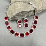 Hydro Red American Diamond Wedding Jewellery Set